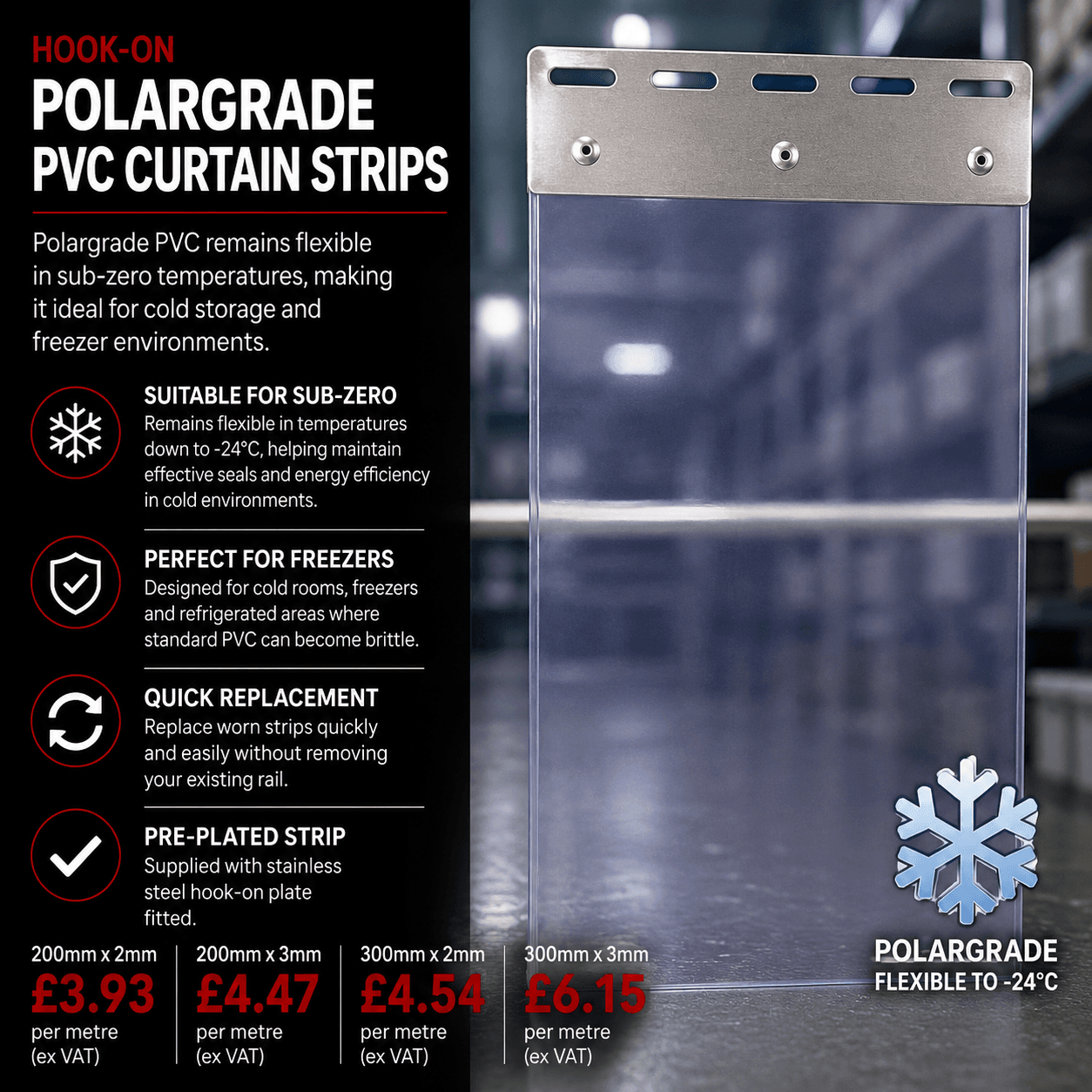 Hook On Polargrade PVC Curtain Strips