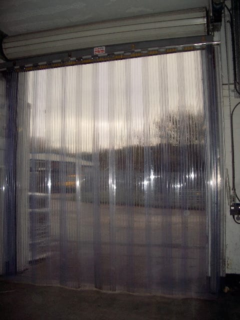 Ribbed PVC Curtains in Doorframe