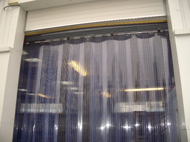 Close up Ribbed PVC in industrial doorframe