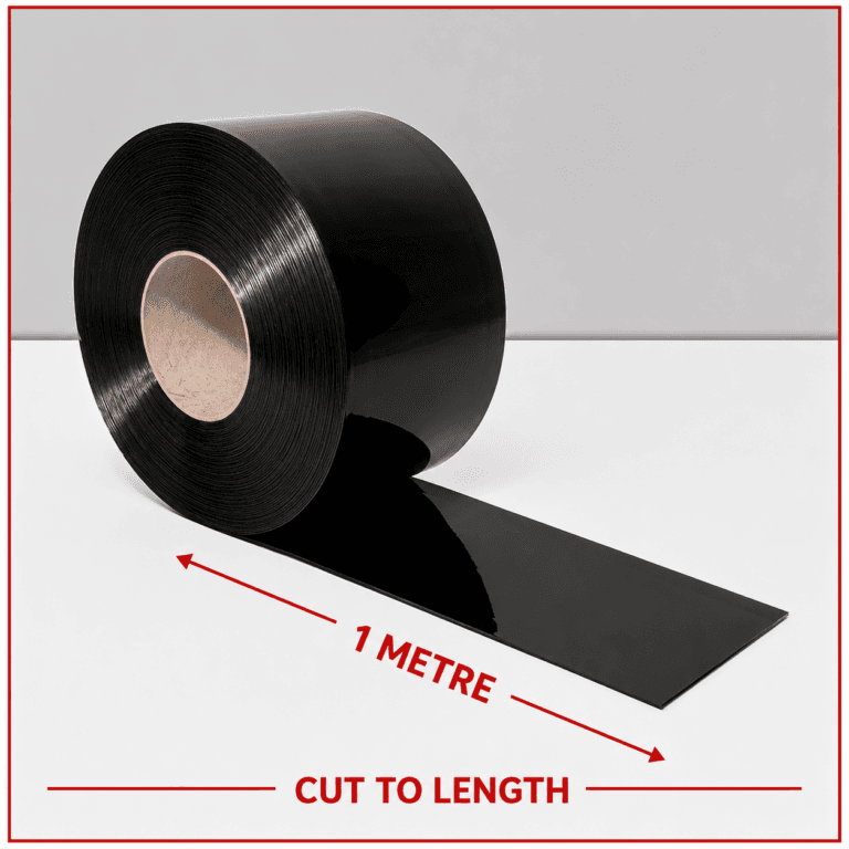 Opaque Solid Black PVC Strip By The Metre