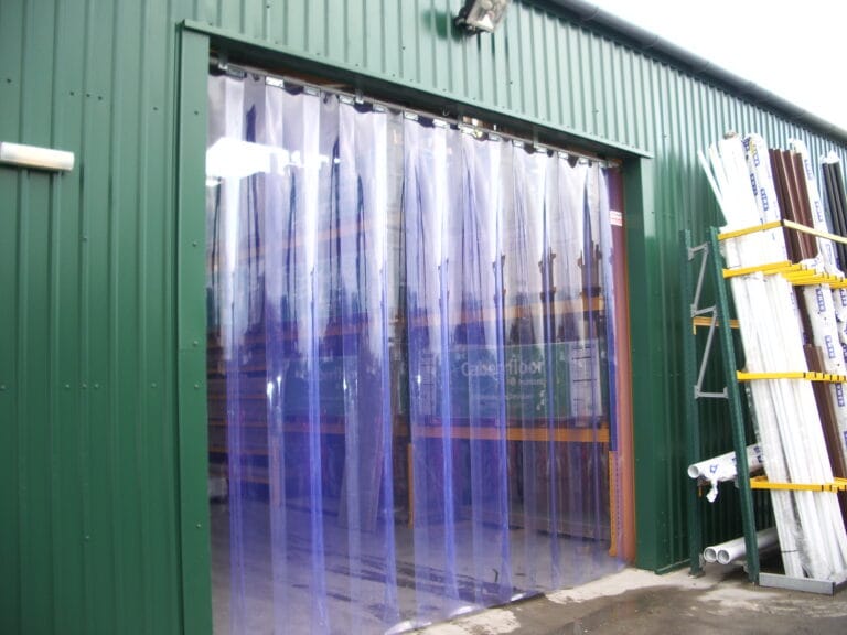 Standard PVC Strip Curtains on Green Industrial Warehouse